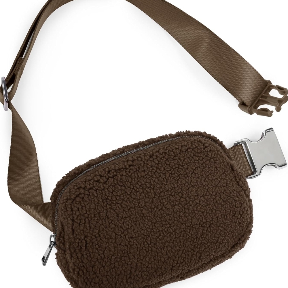 ODODOS Brown Sherpa Crossbody Bag